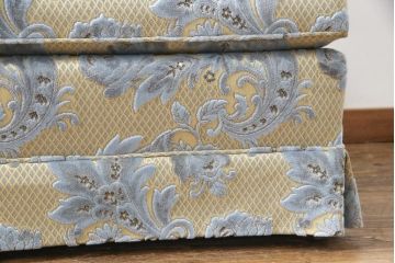 中古　超美品　DREXEL HERITAGE(ドレクセルヘリテイジ)　 Upholstery(アップホルスタリー)　エレガントな佇まいの1人掛けソファ+オットマンセット(一人掛け、1P、アームソファ)(定価約70万円)(R-055656)