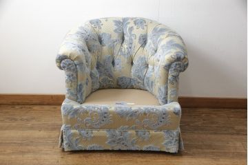 中古　超美品　DREXEL HERITAGE(ドレクセルヘリテイジ)　 Upholstery(アップホルスタリー)　エレガントな佇まいの1人掛けソファ+オットマンセット(一人掛け、1P、アームソファ)(定価約70万円)(R-055656)