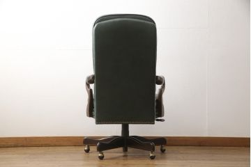 中古　超美品　DREXEL HERITAGE(ドレクセルヘリテイジ)　本革　高級感溢れる佇まいが魅力的なエグゼクティブデスクチェア(オフィスチェア、回転チェア、アームチェア)(R-055660)