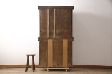 和製アンティーク　古い時代の味わいがお楽しみいただける三尺水屋箪笥(収納棚、戸棚、キャビネット、食器棚)(R-055674)