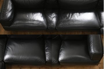中古　美品　本革レザー　Poltrona Frau(ポルトローナフラウ)　トゥワイス　洗練された雰囲気を醸し出すコーナーソファ(定価約250万円)(4人掛けソファ、L字型ソファ)(R-055675)