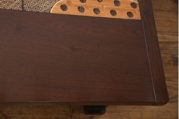 中古　美品　民芸家具　象嵌入り　細やかな細工が美しい高級座卓(ローテーブル、センターテーブル、机)(R-055677)