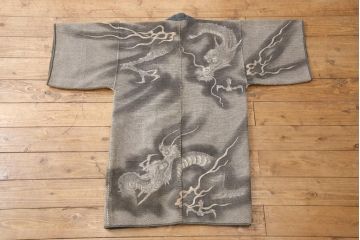江戸〜明治　龍の図　火消刺子半纏(袢纏、木綿、藍染、古布)