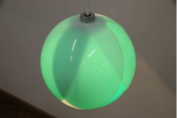 昭和レトロ照明　松下電工(ナショナル)　グリーンカラーがアクセントになる愛らしいフォルムのチューリップ照明(ペンダントライト、天井照明、シェード)(R-055688)