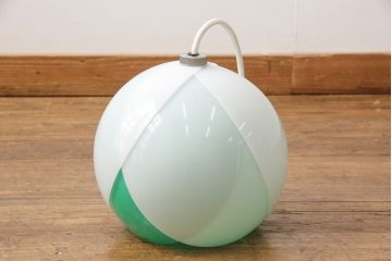 昭和レトロ照明　松下電工(ナショナル)　グリーンカラーがアクセントになる愛らしいフォルムのチューリップ照明(ペンダントライト、天井照明、シェード)(R-055688)