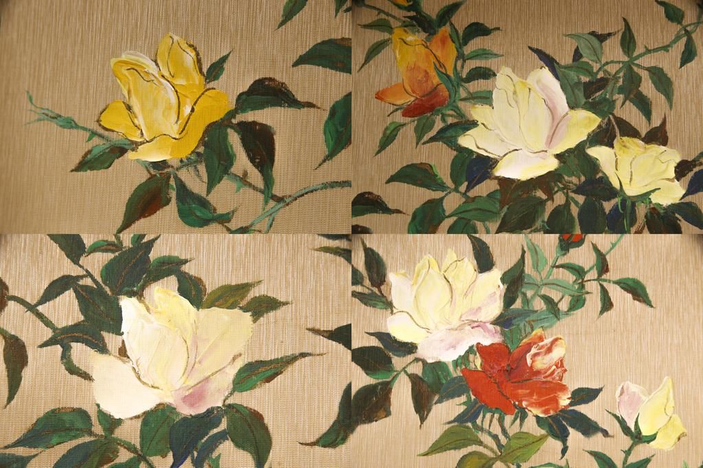 希少! 和製ビンテージ 尾形光琳? 紅白梅図を思わせる図柄が目を引く高級和箪笥(着物箪笥、衣装箪笥、ワードローブ、ヴィンテージ)(R-055691)