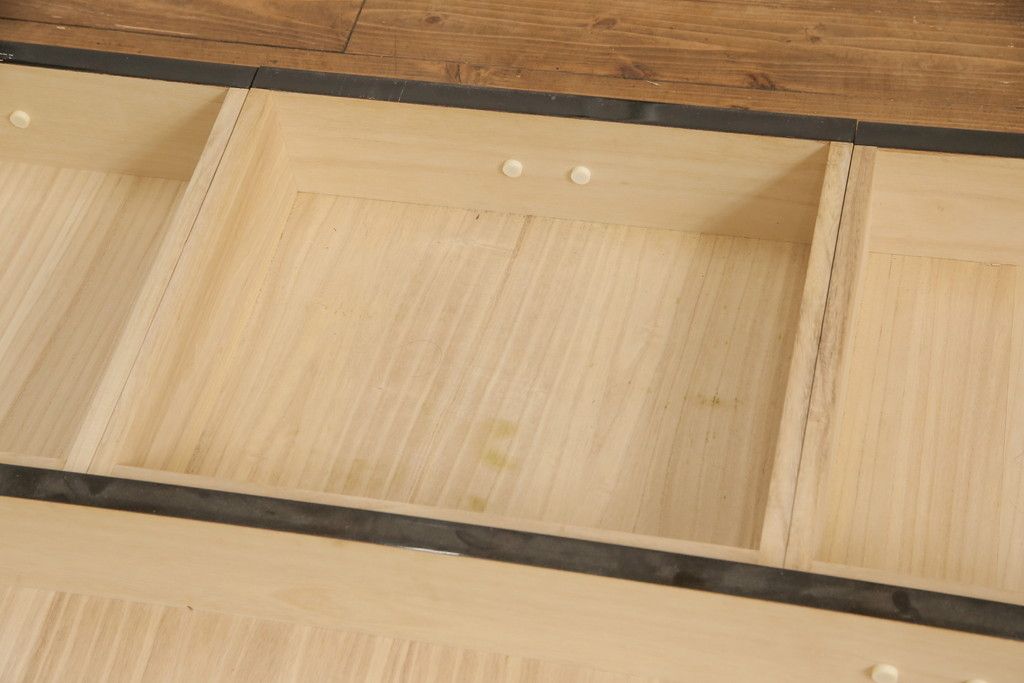 希少! 和製ビンテージ 尾形光琳? 紅白梅図を思わせる図柄が目を引く高級和箪笥(着物箪笥、衣装箪笥、ワードローブ、ヴィンテージ)(R-055691)