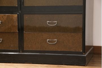 希少! 和製ビンテージ 尾形光琳? 紅白梅図を思わせる図柄が目を引く高級和箪笥(着物箪笥、衣装箪笥、ワードローブ、ヴィンテージ)(R-055691)