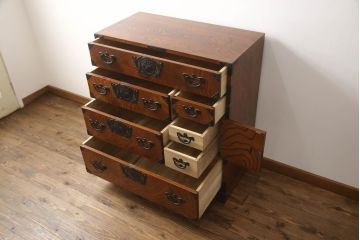 中古　美品　岩谷堂箪笥　力強い杢目が魅力的な収納箪笥(和箪笥、整理タンス、引き出し、チェスト)(R-055699)