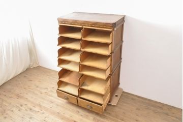 イギリスアンティーク　店舗什器にもおすすめ!お洒落な収納が叶うスタッキングシャツケース(キャビネット、収納棚、戸棚)(R-055701)