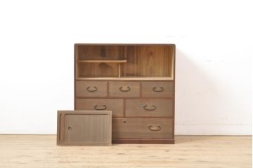 和製ビンテージ　縁・桑材の上手物!!　総桐材　上品な和の趣を感じさせる小箪笥(チェスト、桐たんす、収納箪笥、和タンス、整理箪笥、ヴィンテージ)(R-055704)