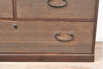 和製ビンテージ　縁・桑材の上手物!!　総桐材　上品な和の趣を感じさせる小箪笥(チェスト、桐たんす、収納箪笥、和タンス、整理箪笥、ヴィンテージ)(R-055704)