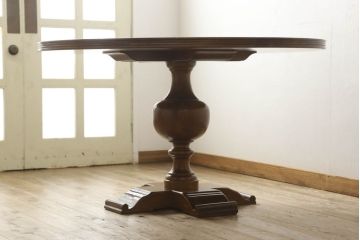 中古　バロッサバレンティ(VARO,S.A. VALENTI)　球根のようなバルボスレッグが特徴の重厚感のあるダイニングテーブル(ラウンドテーブル、丸テーブル)(R-055713)