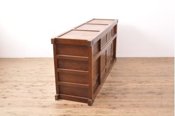 中古　美品　上手物!　栗材　凝ったつくりが目を引く趣ある水屋箪笥サイドボード(収納箪笥、重ね箪笥、食器棚、収納棚)(R-055716)