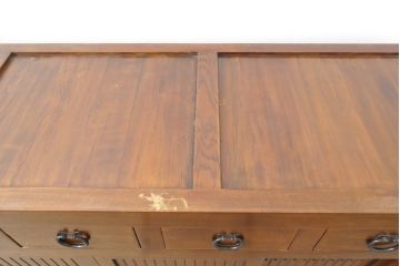 中古　美品　上手物!　栗材　凝ったつくりが目を引く趣ある水屋箪笥サイドボード(収納箪笥、重ね箪笥、食器棚、収納棚)(R-055717)
