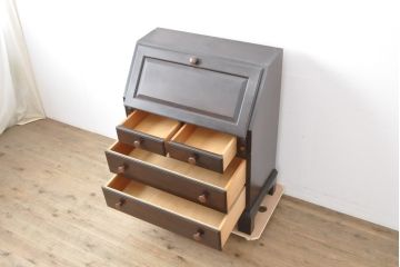 ヴィンテージ家具　松本民芸家具　丸い取っ手がかわいらしいL型ビューロー(チェスト、引き出し、ヴィンテージ)(R-055740)