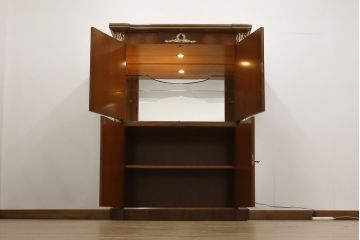 希少!　中古　美品　イタリア高級輸入家具　マホガニー材　象嵌細工がアクセントのカクテルキャビネット(定価約120万円)(収納棚、戸棚)(R-055745)