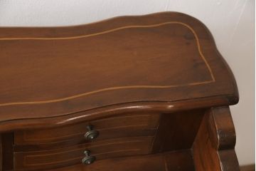 ビンテージ家具　マホガニー材　スラっと伸びる猫脚が優雅な雰囲気のデスク(ワークデスク、コンソールテーブル、ライティングデスク、机、在宅ワーク、在宅用ヴィンテージ)(R-055758)