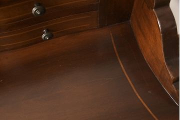 ビンテージ家具　マホガニー材　スラっと伸びる猫脚が優雅な雰囲気のデスク(ワークデスク、コンソールテーブル、ライティングデスク、机、在宅ワーク、在宅用ヴィンテージ)(R-055758)