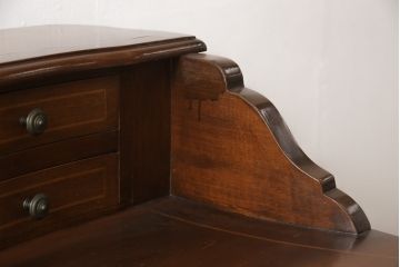 ビンテージ家具　マホガニー材　スラっと伸びる猫脚が優雅な雰囲気のデスク(ワークデスク、コンソールテーブル、ライティングデスク、机、在宅ワーク、在宅用ヴィンテージ)(R-055758)