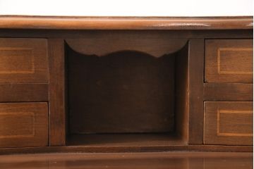 ビンテージ家具　マホガニー材　スラっと伸びる猫脚が優雅な雰囲気のデスク(ワークデスク、コンソールテーブル、ライティングデスク、机、在宅ワーク、在宅用ヴィンテージ)(R-055758)