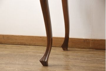 ビンテージ家具　マホガニー材　スラっと伸びる猫脚が優雅な雰囲気のデスク(ワークデスク、コンソールテーブル、ライティングデスク、机、在宅ワーク、在宅用ヴィンテージ)(R-055758)
