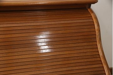 和製ビンテージ　最高級　チーク材　品のある佇まいが美しいロールトップデスク(ワークデスク、机、在宅ワーク、在宅用両袖机、ヴィンテージ)(R-055775)