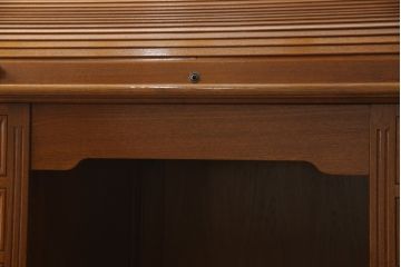和製ビンテージ　最高級　チーク材　品のある佇まいが美しいロールトップデスク(ワークデスク、机、在宅ワーク、在宅用両袖机、ヴィンテージ)(R-055775)