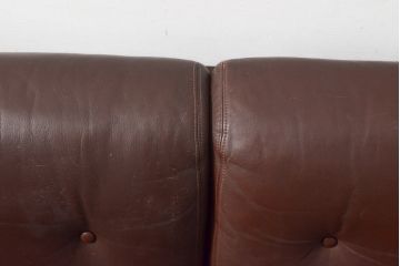 希少!　ビンテージ家具　YAMAHA(ヤマハ、山葉)　ナラ材と本革(レザー)の使い込まれた味わいを感じる3人掛けソファ(三人掛けソファ、3P、ヴィンテージ)(R-055779)