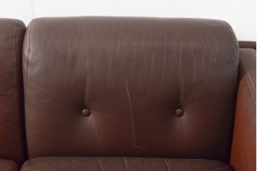 希少!　ビンテージ家具　YAMAHA(ヤマハ、山葉)　ナラ材と本革(レザー)の使い込まれた味わいを感じる3人掛けソファ(三人掛けソファ、3P、ヴィンテージ)(R-055779)