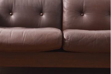 希少!　ビンテージ家具　YAMAHA(ヤマハ、山葉)　ナラ材と本革(レザー)の使い込まれた味わいを感じる3人掛けソファ(三人掛けソファ、3P、ヴィンテージ)(R-055779)