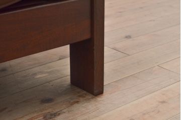 希少!　ビンテージ家具　YAMAHA(ヤマハ、山葉)　ナラ材と本革(レザー)の使い込まれた味わいを感じる3人掛けソファ(三人掛けソファ、3P、ヴィンテージ)(R-055779)