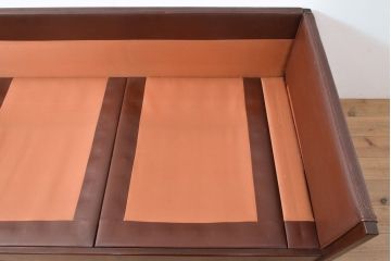 希少!　ビンテージ家具　YAMAHA(ヤマハ、山葉)　ナラ材と本革(レザー)の使い込まれた味わいを感じる3人掛けソファ(三人掛けソファ、3P、ヴィンテージ)(R-055779)