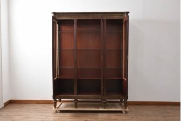 スペインヴィンテージ　最高級!　美術品のような真鍮飾りが美しいガラスキャビネット　(R-055782)