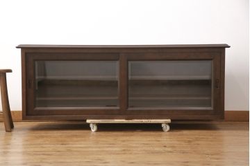 中古　松本民芸家具　脚(台輪)付きリメイク　シンプルで様々な空間に取り入れやすいローボード(テレビ台、収納棚、戸棚)(R-055801)