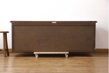 中古　松本民芸家具　脚(台輪)付きリメイク　シンプルで様々な空間に取り入れやすいローボード(テレビ台、収納棚、戸棚)(R-055801)
