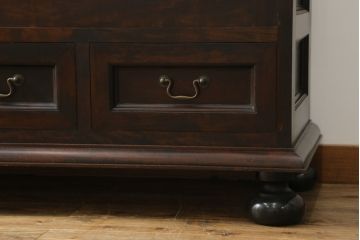 中古　美品　松本民芸家具　和モダンな雰囲気漂うC型サイドボード(食器棚、キャビネット、収納棚)(定価約84万円)(R-055802)