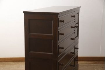 中古　美品　松本民芸家具　シックな佇まいが上質な空間づくりにぴったりなA型和タンス(引き出し、チェスト、整理箪笥)(定価約60万円)(R-055805)