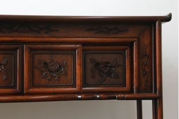 中古　美品　花梨(カリン)　アジアンテイストなお部屋づくりにもオススメの飾り棚(茶棚、戸棚、収納棚)(R-055815)