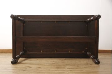 中古　松本民芸家具　F型食卓　クラシカルな脚のデザインが目を引くダイニングテーブル(定価約33万円)(作業台、食卓、ワークデスク、4人掛け、4P)(R-055820)