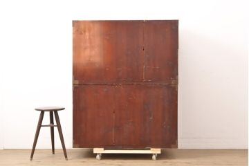 和製アンティーク　前面ケヤキ材　漆のきれいな二本松箪笥(時代箪笥、和タンス、収納箪笥、引き出し)(R-055825)
