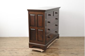 中古　美品　松本民芸家具　シックなインテリアと相性の良いE型チェスト(定価約50万円)(引き出し、洋服タンス、整理箪笥)(R-055834)