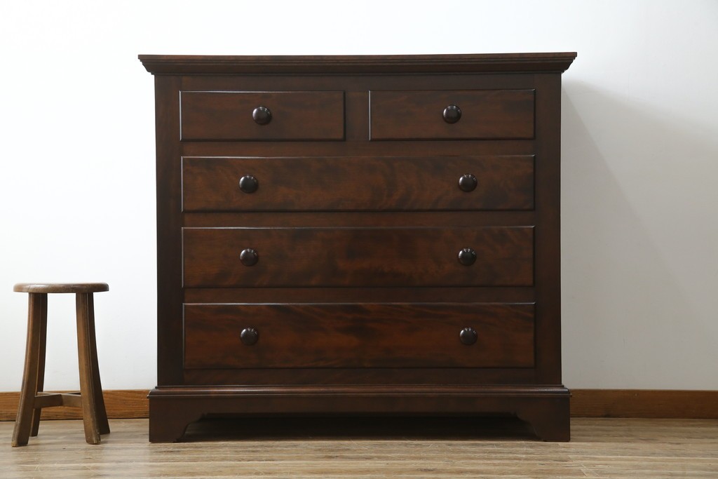 中古　美品　松本民芸家具　シックなインテリアと相性の良いE型チェスト　定価約50万円相当　(R-055834)