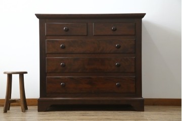 中古　美品　松本民芸家具　シックなインテリアと相性の良いE型チェスト　定価約50万円相当　(R-055834)