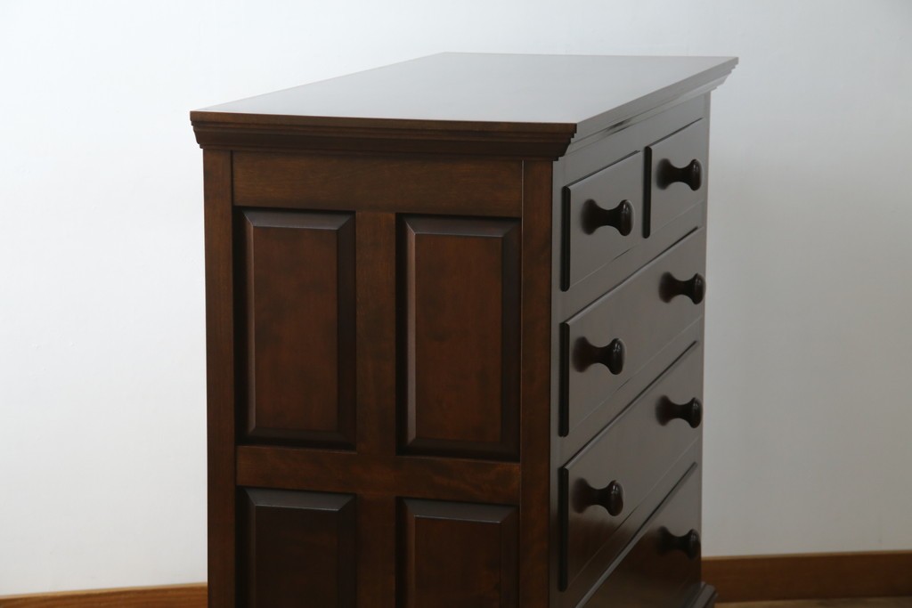 中古　美品　松本民芸家具　シックなインテリアと相性の良いE型チェスト　定価約50万円相当　(R-055834)