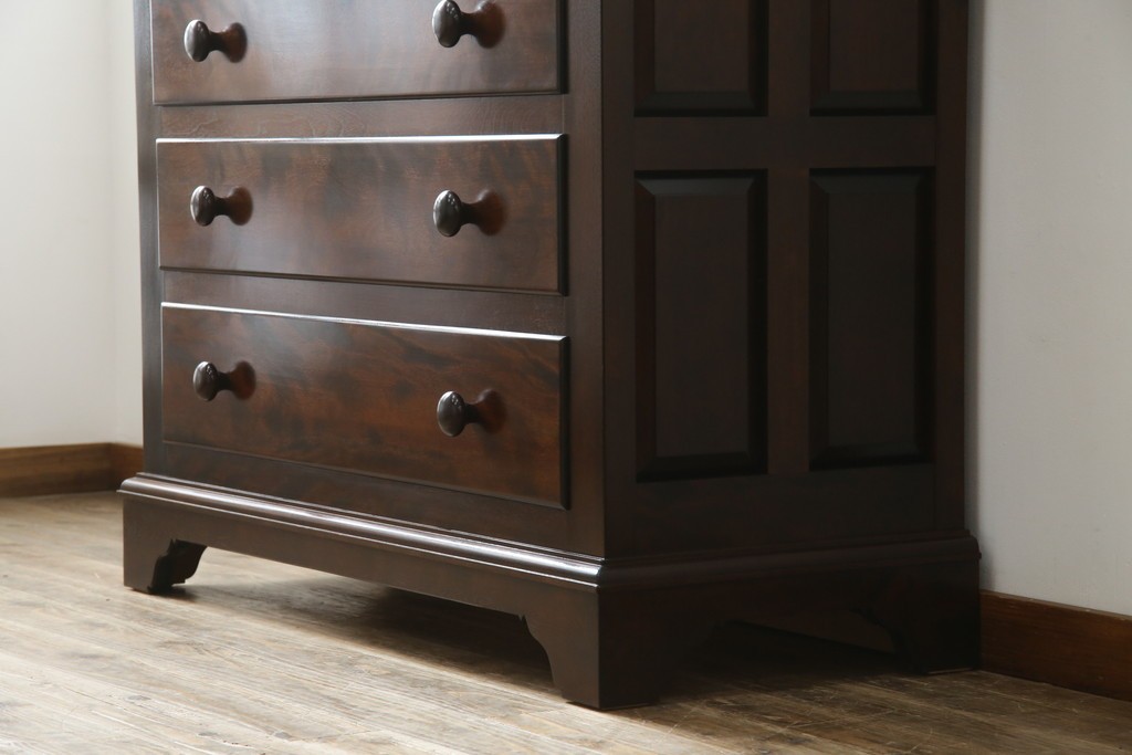 中古　美品　松本民芸家具　シックなインテリアと相性の良いE型チェスト　定価約50万円相当　(R-055834)