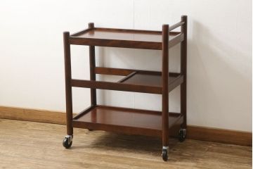 中古　美品　松本民芸家具　シックな雰囲気漂うB型ワゴン(サイドワゴン、キッチンワゴン、キャスターワゴン、花台)(R-055840)