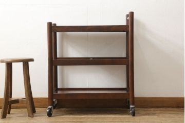 中古　美品　松本民芸家具　シックな雰囲気漂うB型ワゴン(サイドワゴン、キッチンワゴン、キャスターワゴン、花台)(R-055840)