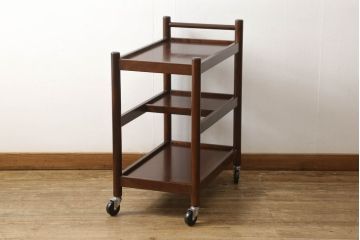 中古　美品　松本民芸家具　シックな雰囲気漂うB型ワゴン(サイドワゴン、キッチンワゴン、キャスターワゴン、花台)(R-055840)