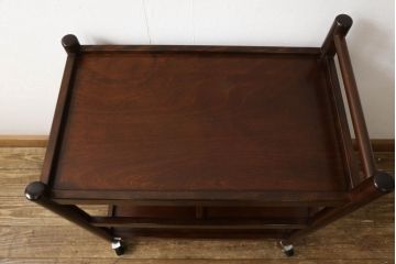 中古　美品　松本民芸家具　シックな雰囲気漂うB型ワゴン(サイドワゴン、キッチンワゴン、キャスターワゴン、花台)(R-055840)